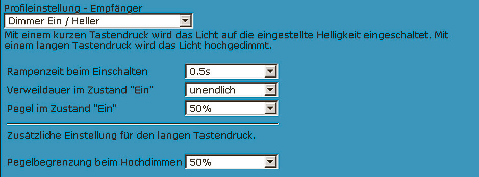 Bild B: Screenshot des Beispiels für die Easy-Profile-Einstellungen