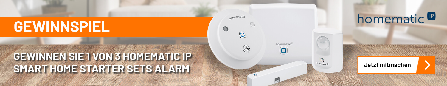 Jetzt mitmachen und mit etwas Glück 1 von 3 Homematic IP Smart Home Starter Sets Alarm gewinnen!