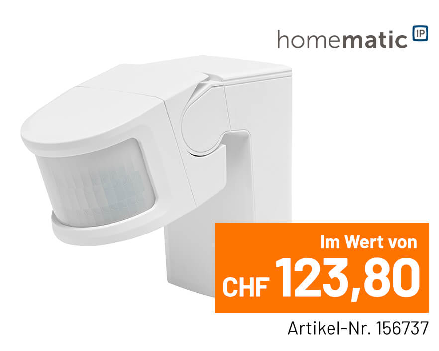 Homematic IP Smart Home Bewegungsmelder mit Schaltaktor - außen, 230 V, weiß