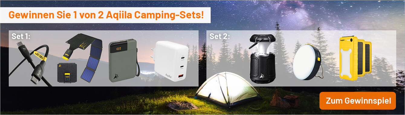 Gewinnen Sie eins von zwei Aqiila Camping-Sets