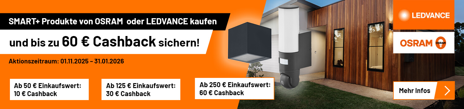 SMART+ Produkte von OSRAM  oder LEDVANCE kaufen und bis zu 60 € Cashback sichern!