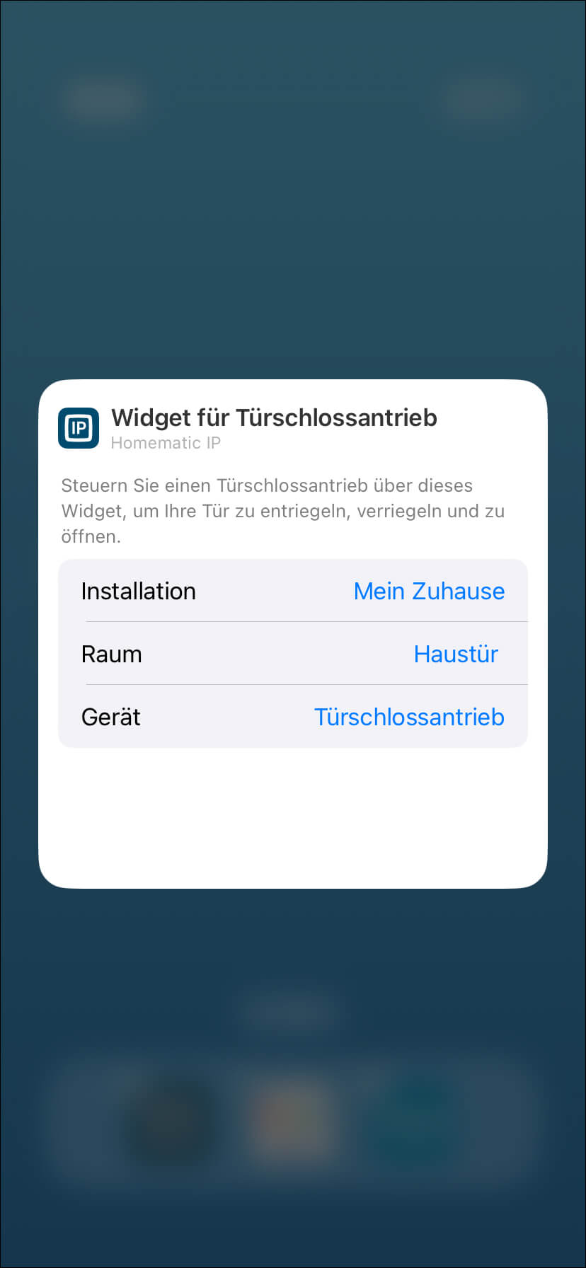 Bild 53: Anschließend wählen Sie die Installation, den Raum, in dem sich das zuschaltende Gerät befindet und das passende Gerät aus.  In unserem Fall "Mein Zuhause", "Haustür" und "Türschlossantrieb".