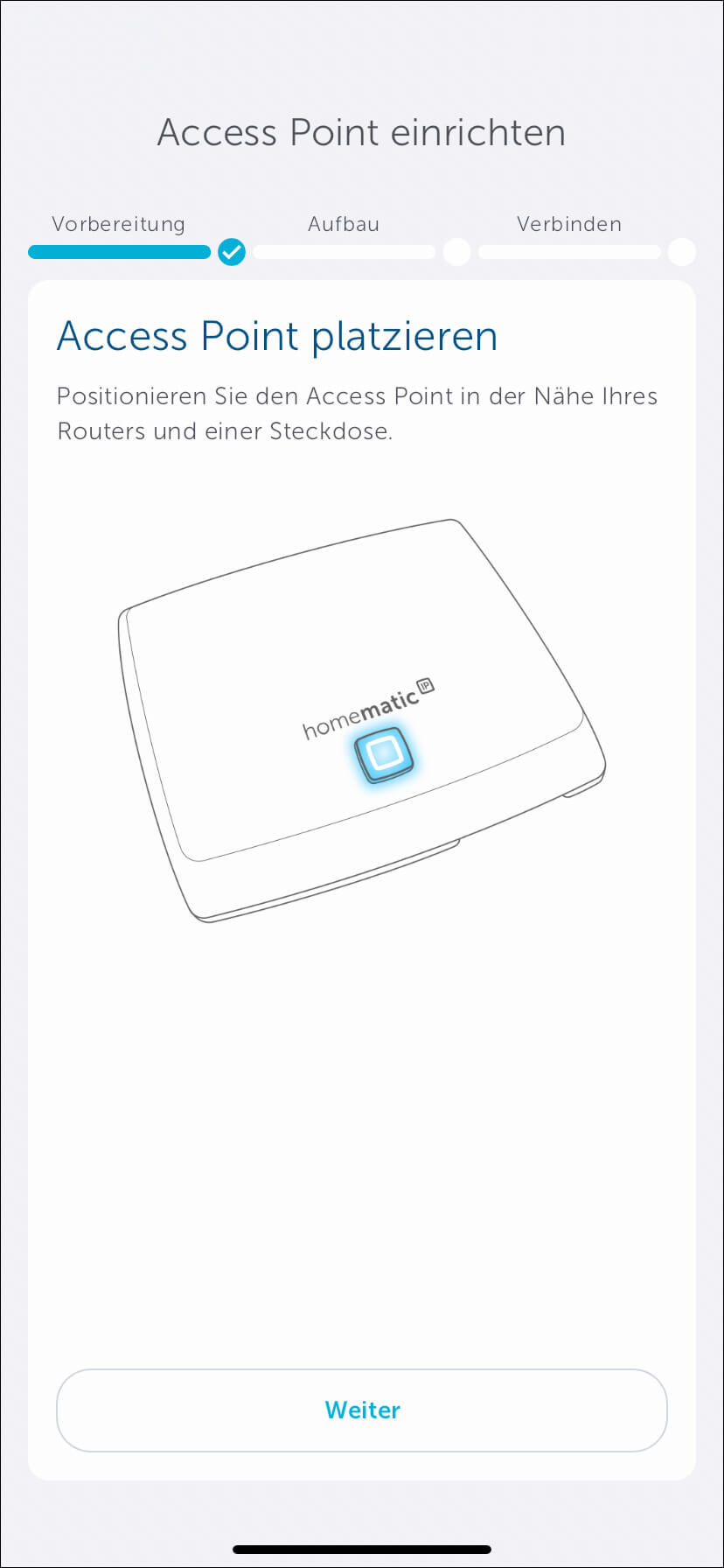 Bild 5: Platzieren Sie den Homematic IP Access Point so, dass Sie ihn mit dem mitgelieferten Netzwerkkabel anschließen können.