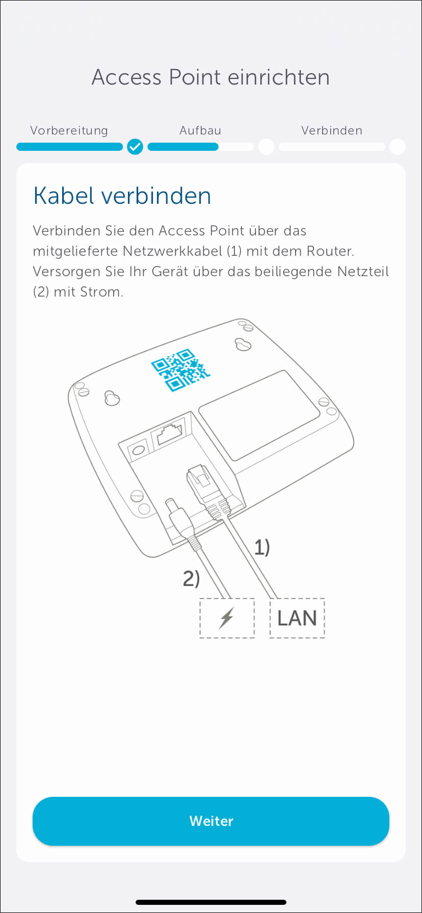 Bild 6: Schließen Sie das mitgelieferte Netzteil an und verbinden Sie den Homematic IP Access Point per Netzwerkkabel mit dem Router.