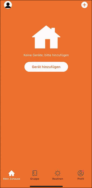 Bild 35: Nachdem Sie einen Account angelegt haben, öffnet sich der Homescreen der App, über den Sie das erste Gerät über den Button „Gerät hinzufügen“ anlernen können.
